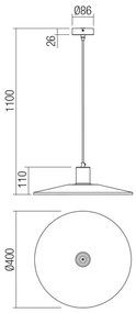 Redo 01-4055 - Lampadario a sospensione con filo FRESNO 1xE27/42W/230V diametro 40 cm