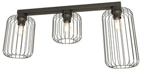 Plafonriera Minimal Industrial Vulcano 3 Luci Lineari Nera