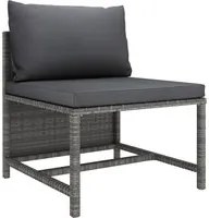 Divano Centrale Modulare con Cuscini in Polyrattan Grigio 313494