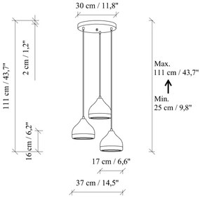 Lampadario a sospensione con cavo YILDO 3xE27/40W/230V bianco/oro