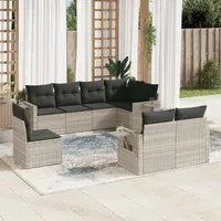 Set Divano da Giardino 8pz con Cuscini Grigio Chiaro Polyrattan 3220441