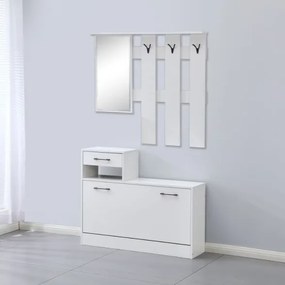 Mobile ingresso con specchio e scarpiera bianco opaco Rudolf XL