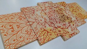 Quadri 5 pezzi – Mandala etnica dorata