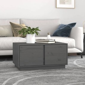 Tavolino Da Salotto Grigio 80x50x40 Cm Legno Massello Di Pino /