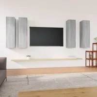 Mobili TV 4 pz Grigio Sonoma 30,5x30x110cm in Legno Multistrato 3120333