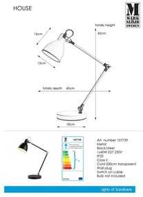 Lampada da tavolo nera Tavolo nero House - Markslöjd