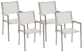 Set di 4 sedie acciaio inossidabile e tessuto bianco GROSSETO Beliani