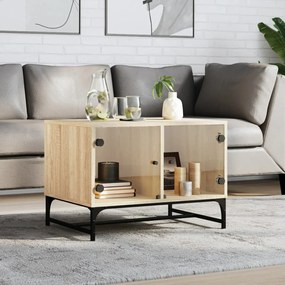Tavolino Salotto Con Ante İn Vetro Rovere Sonoma 68,5x50x50 Cm /
