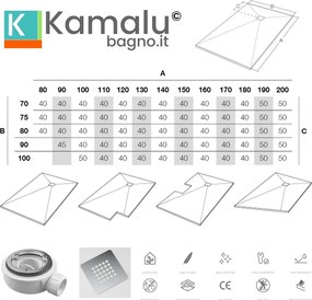 Piatto doccia pietra 80x100 colore tortora | KAM-CP100 - KAMALU