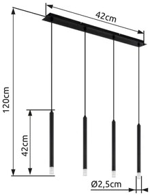 Globo 15629-4 - Lampadario a sospensione con filo BLAKE 4xG9/4W/230V nero