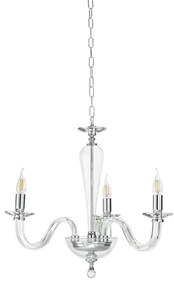 Lampada a sospensione RAVEL 3 luci in vetro lavorato a mano 60 cm CROMO