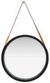 Specchio da Parete con Cinghia 50 cm Nero