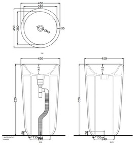 Cielo Fluid Lavabo 45 Cm H.82 freestanding con scarico a parete bianco lucido