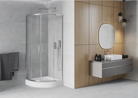 Mexen Rio cabina doccia semicircolare 70 x 70 cm, trasparente, cromo + piatto doccia, bianco - 863-070-070-01-00-4710