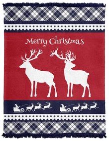 Coperta natalizia con nappe e bordo a quadri Larghezza: 150 cm | Lunghezza: 200 cm