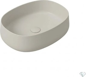 Lavabo da appoggio Wave OLYMPIA CERAMICA ovale in ceramica H 15 cm grigio cemento opaco piletta non inclusa
