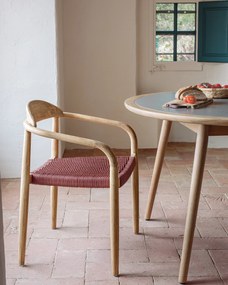 Kave Home - Sedia Nina in legno massello di acacia e corda color terracotta FSC 100%