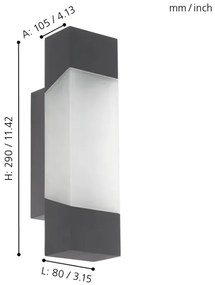 Eglo 97222 - Applique a LED da esterno GORZANO LED/4,8W/230V