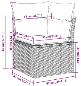 Set Divano da Giardino 10 pz con Cuscini Beige Misto Polyrattan