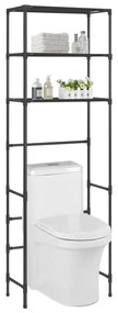 Scaffale per Bagno con 3 Ripiani Nero 53x28x169 cm