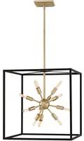 Lampadario Industrial Nordico Aros Acciaio Nero Ottone 12 Luci E14