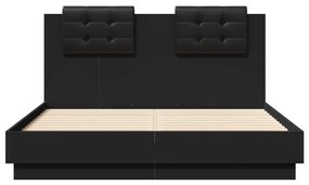 Giroletto con Testiera e LED Nero 140x190 cm