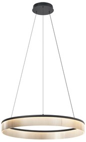 Lampada a sospensione moderna nera 78 cm con LED dimmerabile a 3 livelli - Anello Chandelier