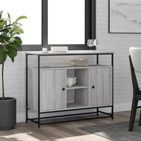 Credenza Grigio Sonoma 100x35x80 Cm İn Legno Multistrato /