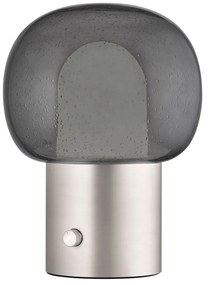 Lampada da tavolo LED argentata in alluminio con paralume in vetro (altezza totale 32 cm) Iris – Blomus