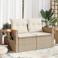 Divano da Giardino con Cuscini a 2 Posti Beige in Polyrattan 366067