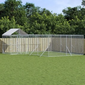 Cuccia Cani Da Esterno Tetto Argento 6x6x2,5 M Acciaio Zincato /