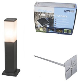 Lampada da palo moderna per esterni Grigio scuro con diffusore opale 45 cm IP44 - Malios