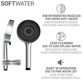 Soffione per doccia color argento lucido in plastica ø 12 cm Softwater – Wenko