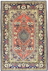 Ghom Tappeto 140 x 210 Rosso (Iran) Annodato A Mano