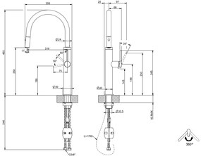 Miscelatore Lavello Monocomando Con Canna Giravole E Doccetta Estraibile Doppio Getto Steel Brushed Tapware 60022 Gessi