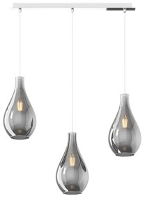 Lampadario Contemporaneo Drop 2.0 Metallo Cromo Vetro Fumè 3 Luci E27