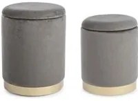 Set da 2 Pouf in velluto con contenitore Grigio POLINA