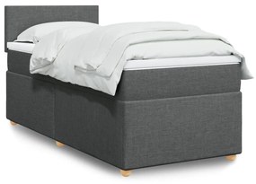 Giroletto A Molle Con Materasso Grigio Scuro 90x200 Cm Tessuto /