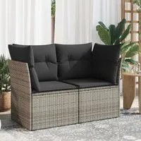 Divano da Giardino con Cuscini 2 Posti Grigio in Polyrattan 366114