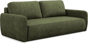 Divano verde allungabile/con contenitore con rivestimento in ciniglia 218 cm Lilo – Makamii