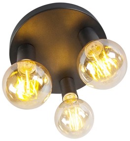 Plafoniera moderna nera incl 3 lampadine smart E27 G95 - FACIL