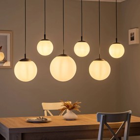 TK Lighting Lampada a sospensione Esme, vetro opalino, 6 luci, lineare