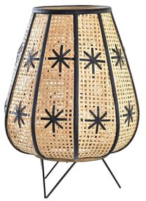 Lampada da tavolo DKD Home Decor Fiore Nero Metallo Marrone Rattan 220 V 50 W Tropicale (37 x 37 x 47 cm)
