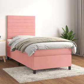 Giroletto A Molle Con Materasso Rosa 100x200 Cm İn Velluto /