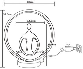 Zuma Line ED81F134U - Lampada da tavolo LED YOGA LED/4W/5V nero/oro