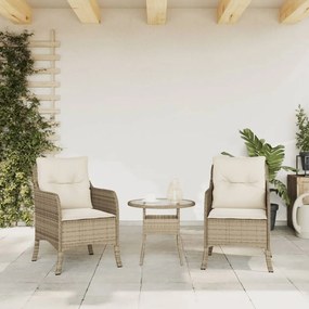 Sedie da giardino con cuscini 2 pz beige in polyrattan