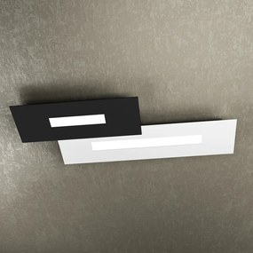 Plafoniera Moderna Rett. 2 Moduli Wally Metallo Bianco E Nero 2 Luci 2G11 71Cm