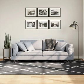 Tappeto Shaggy Pamplona A Pelo Lungo Nero E Crema 160x230 Cm /