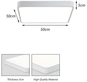 Brilagi - Lampada LED da soffitto POOL SQUARE LED/48W/230V 3000/4500/6000K 50x50 cm bia