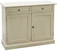 Madia credenza shabby chic in legno 2 porte bianco invecchiato 105x42x85